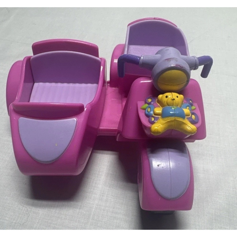 Fisher Price Little People Motorcycle w/ side car Scooter Pink Purple Dollhouse